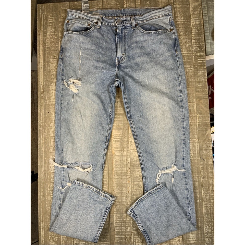 Levi's 511 Slim Jeans Mens 34x34 Blue Denim Light Wash Stretch Cotton Blend Pant